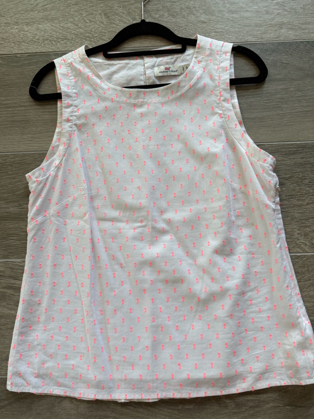 Vineyard Vines White Blouse with Neon Pink Micro Stiching